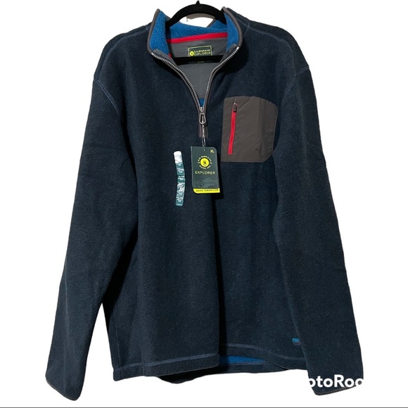 G.H. BASS & CO. Explorer XL mens pullover Artic Terrain 1/4 zip blue nights NWT - Picture 1 of 15